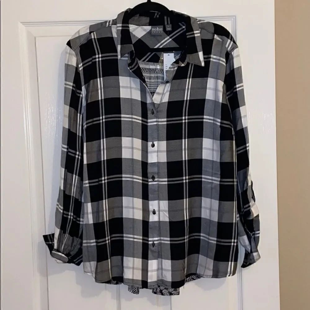 Black and white button down